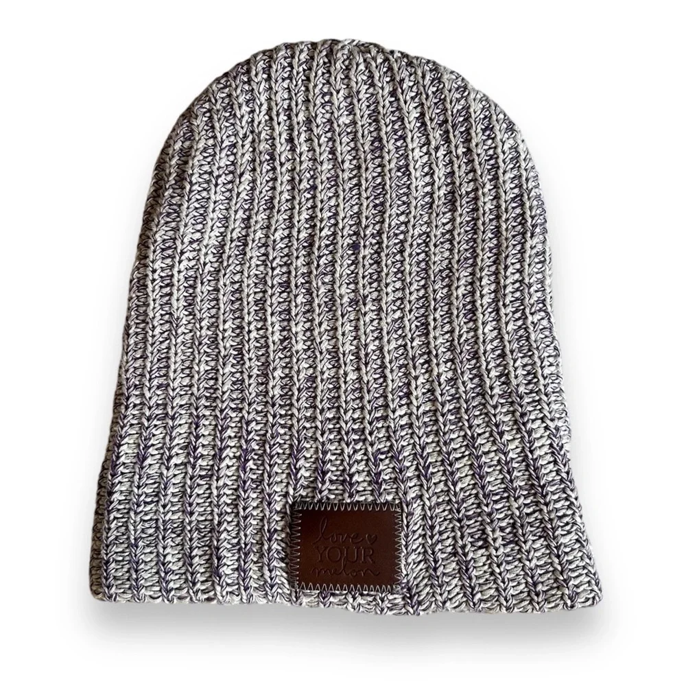 [Love Your Melon] Purple and White Beanie